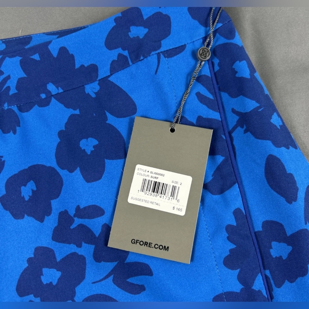 G/FORE G4 Womens Golf Skort Tonal Floral Print 2 Surf Blue Polyester Spandex - Picture 3 of 7